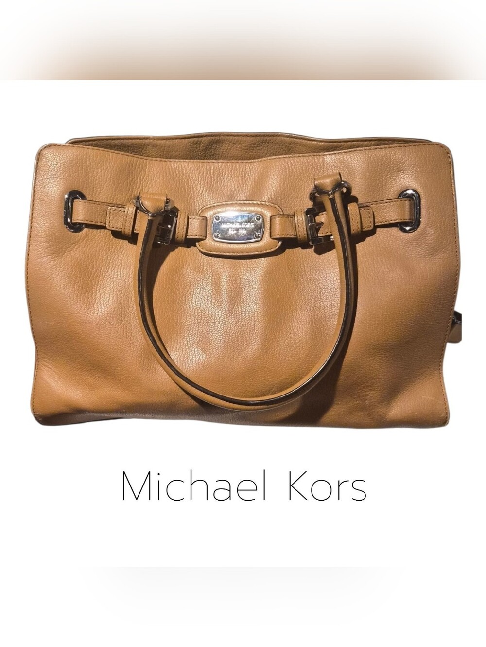 Michael Kors Camel Leather Tote with Silver Hardware